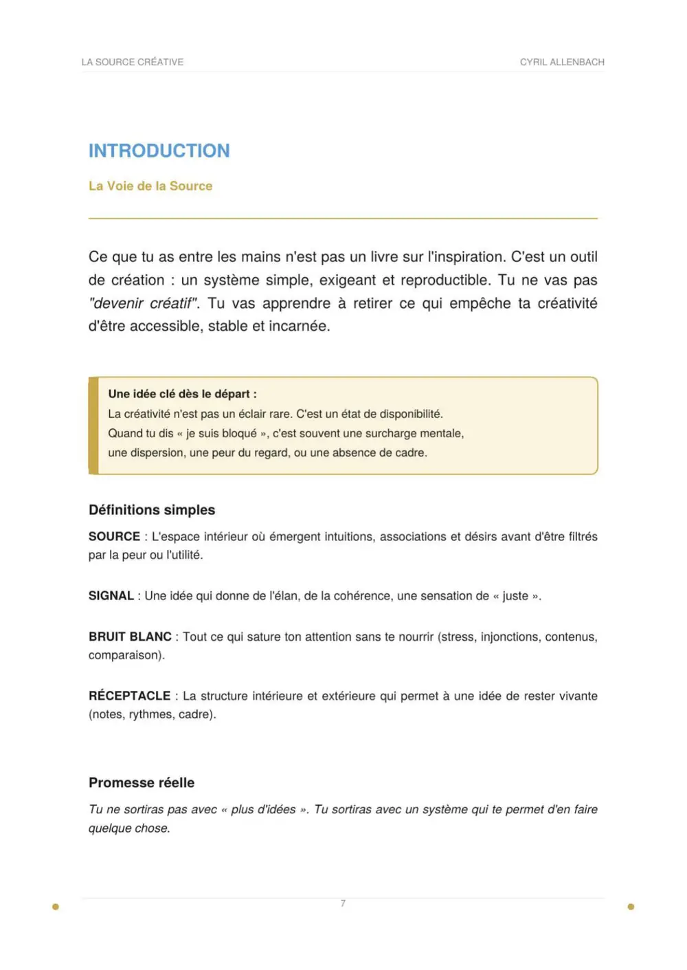 Le cycle de La Source Créative et ses définitions