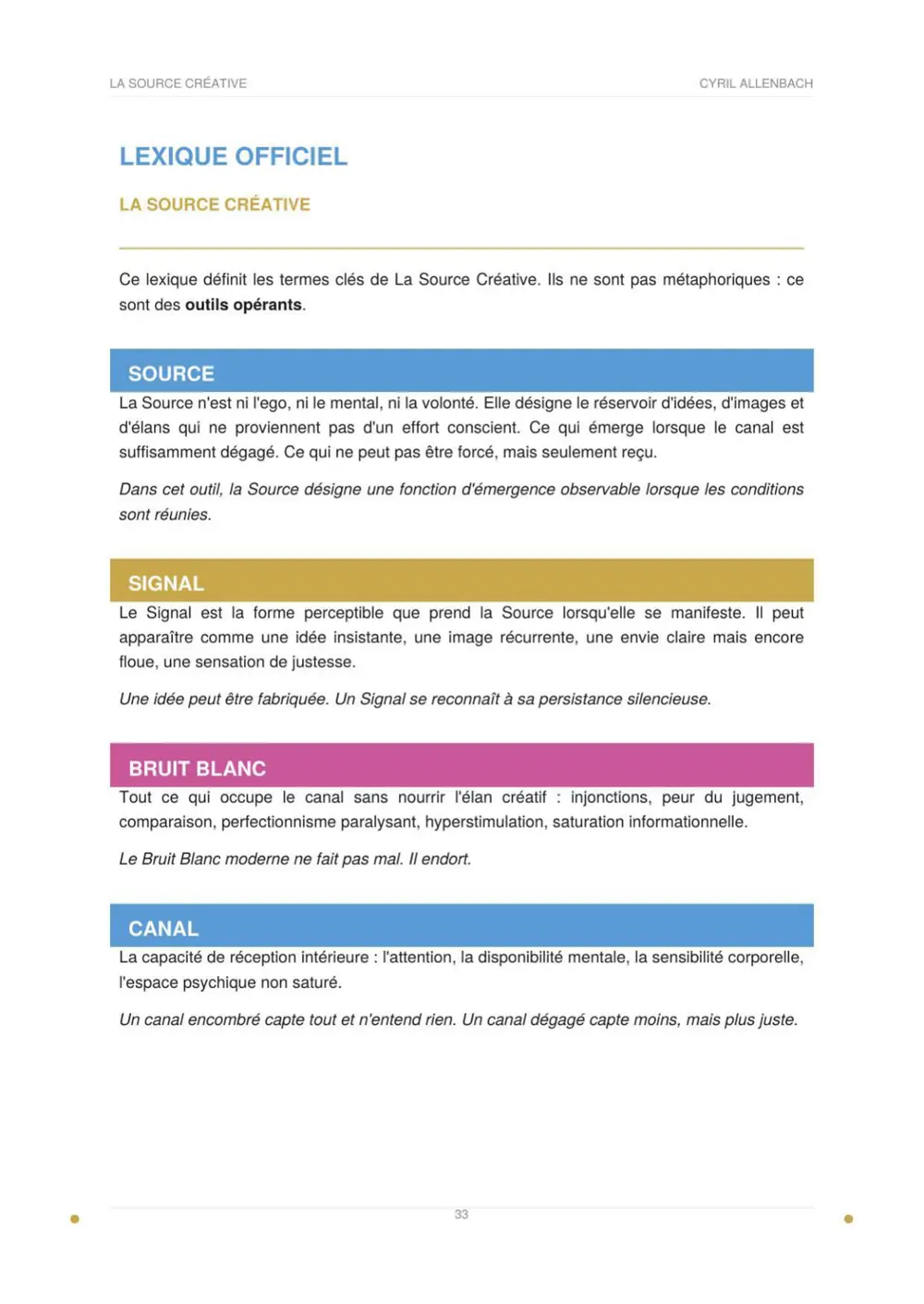 Lexique officiel de la méthode